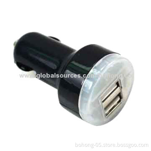 Double USB Car Charger, various colors available